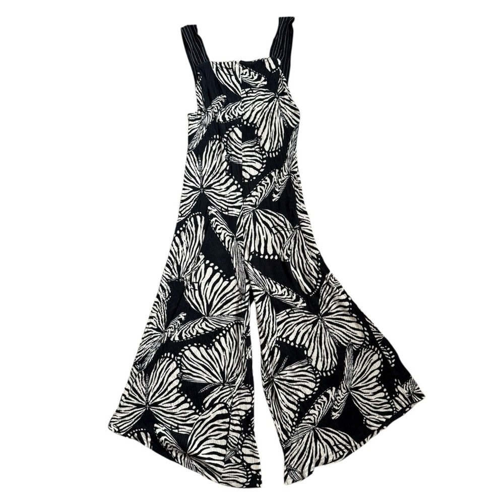 Farm Rio Black and White Butterfly Wide Leg Jumpsuit G